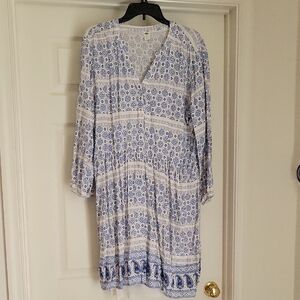 Old Navy Blue and White Patterned Dress